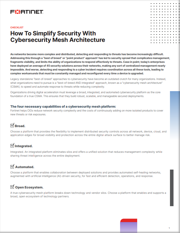 Simplify Security with Cybersecurity Mesh Architecture